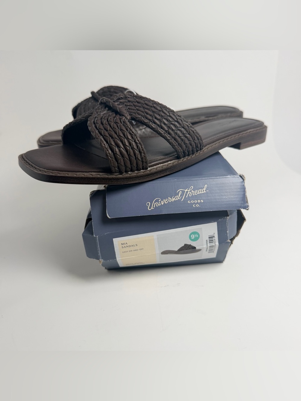 Universal Thread Braided Slide Sandals in Dark Brown